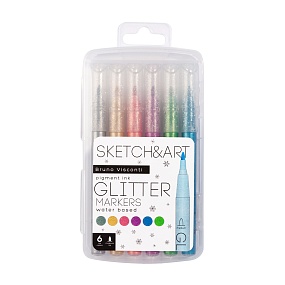 Скетч-маркер BrunoVisconti®
"Sketch&Art" набор 6 цв.глиттерный
Арт. 22-0187