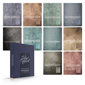НАБОР ТЕМАТИЧЕСКИХ ТЕТРАДЕЙ СЕРИЯ "STONE COLOR" (коробка SOFT TOUCH синяя)
Арт. 7-48-1358/26