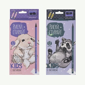 Карандаши BrunoVisconti®
цветные, 12 цветов 
РИСУЙ и СТИРАЙ
(пластиковые с точилкой)
Арт. 30-0120
упаковка в ассортименте