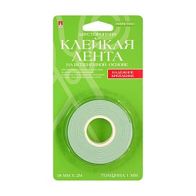КЛЕЙКАЯ ЛЕНТА НА ВСПЕНЕННОЙ ОСНОВЕ ДВУСТОРОННЯЯ, 18 ММ Х 2М, ТОЛЩИНА 1 ММ, БЛИСТЕР 
Арт. 2-706/02
