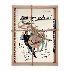 НАБОР ПОДАРОЧНЫЙ "WHEN YOUR BOYFRIEND IS..."  (ТЕТРАДЬ BV НА ГРЕБНЕ В КЛЕТКУ И РУЧКА)
Арт. 7-60-201/12-3