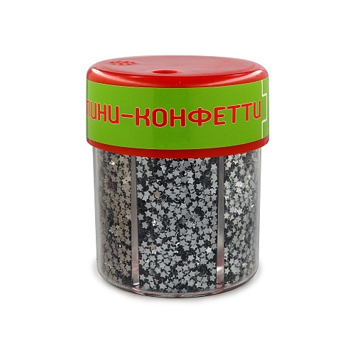 МИНИ-КОНФЕТТИ  ДЛЯ ДЕКОРА "ЗВЕЗДОЧКИ", С ДОЗАТОРОМ, 80Г  (6 ЦВЕТОВ ), СЕРЕБРО,  №3
Арт. 2-312/03: фото #3