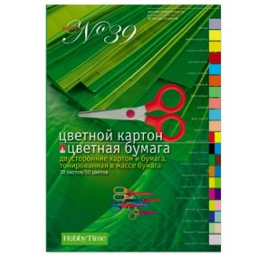 Набор цветной бумаги и картона
 HOBBY TIME №39
А4 (205 х 295 мм), 30 листов, 50 цветов 
Арт. 11-430-71