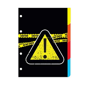 КОМПЛЕКТ РАЗДЕЛИТЕЛЕЙ ДЛЯ ТЕТРАДИ НА КОЛЬЦАХ  А5, 4 Л. "KEEP AWAY"
Арт. 7-50-473/09