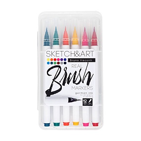 Скетч-маркер BrunoVisconti®
"Sketch&Art" набор 12 цветов с мягкой кистью
Арт. 22-0174