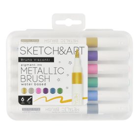 НАБОР МАРКЕРОВ-КИСТЕЙ МЕТАЛЛИК "SKETCH&ART" BRIGHT 6 ЦВ.
Арт. 22-0167