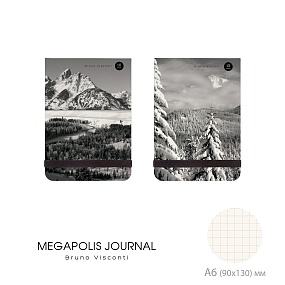 ЗАПИСНАЯ КНИЖКА "MEGAPOLIS JOURNAL" А6, 100 Л.  НА РЕЗИНКЕ (ПРИРОДА) 2 ВИДА, КЛЕТКА
Арт. 3-476/01