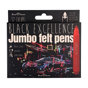 Фломастеры BrunoVisconti® JUMBO
12 цветов BLACK EXCELLENCE
картонная коробка
Арт. 32-0071