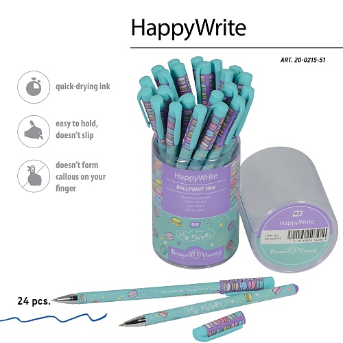 Ручка BrunoVisconti®
шариковая, 0.5 мм, синяя
HappyWrite «РАЗНОЦВЕТНЫЕ МАКАРУНЫ»
Арт. 20-0215/51: фото #7