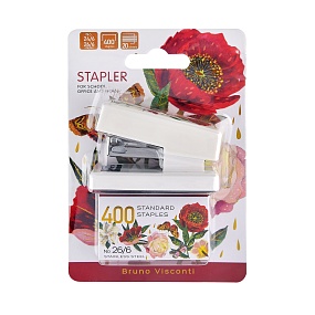 СТЕПЛЕР КАНЦЕЛЯРСКИЙ СО СКОБАМИ 24/6-26/6, "FLORA.ПИОНЫ", 400 скоб
Арт. 46-0006