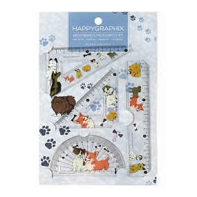 НАБОР ИЗМЕРИТЕЛЬНЫХ ИНСТРУМЕНТОВ (транспортир,линейка,два треугольника) "HappyGraphix. Щеночки"
Арт. 45-0017/08