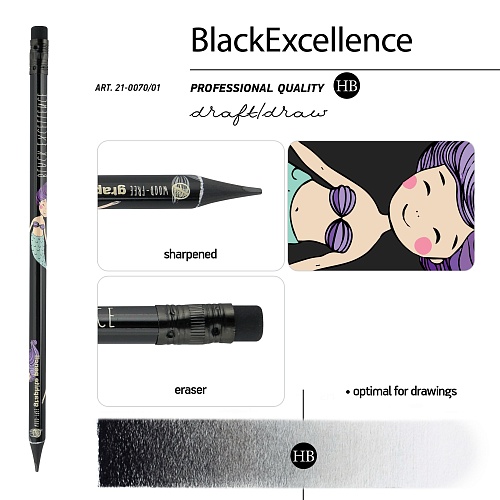 Карандаш BrunoVisconti®
чернографитовый, НВ, грифель 3 мм
BLACK EXCELLENCE "РУСАЛКА"
Арт. 21-0070/01: фото #2