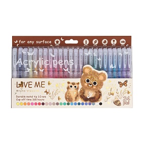 Набор BrunoVisconti®
из 24-х акриловых ручек
"LOVE ME" 
1 мм, ассорти 
Арт. 20-0500/03