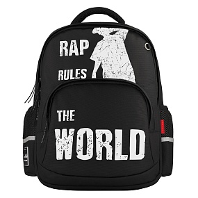 Рюкзак BrunoVisconti®
классический 
черный с эргономичной спинкой
«RAP.THE WORLD»
Арт. 12-002-140/01