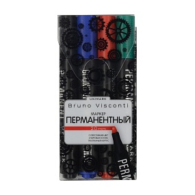 Набор перманентных маркеров BrunoVisconti®
4 цвета, ПВХ - карман, "UniMark"
черный, синий, красный, зеленый
Арт. 22-0016