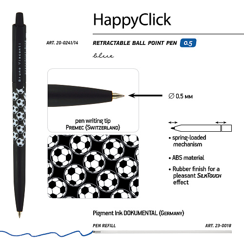 Ручкa BrunoVisconti
шариковая автоматическая, 0.5 мм, синяя
HappyClick «ФУТБОЛ»
Арт. 20-0241/14: фото #4