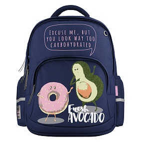 Рюкзак BrunoVisconti®
классический 
синий с эргономичной спинкой
«АВОКАДО И ПОНЧИК»
Арт. 12-002-217/02