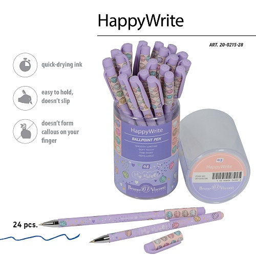 Ручка BrunoVisconti®
шариковая, 0.5 мм, синяя
HappyWrite «ЗЕФИРКИ»
Арт. 20-0215/28: фото #7