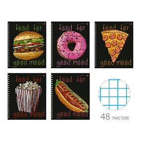 Тетрадь общая Альт®
А5 (165 х 200 мм)
"FOOD IN BLACK" 48 л., клетка
Арт. 7-48-1223
обложка в ассортименте