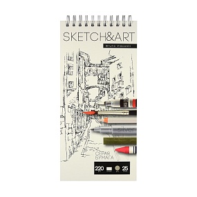 Sketchbook BrunoVisconti® серый, для скетчинга
105х220  мм, 25  л., 220 г/кв.м, серая бумага
твердая обложка на гребне
"Sketch&Art"
Арт. 1-25-563/03