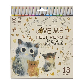 Фломастеры BrunoVisconti®
18 цветов LOVE ME - КОТИКИ ПРИНОСЯТ СЧАСТЬЕ
картонная коробка
Арт. 32-0077