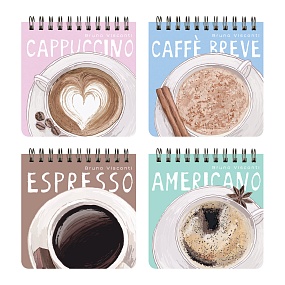 "POCKET JOURNAL" 105 х 105 мм, 60 Л, (4 ВИДA) НА ГРЕБНЕ "СЧАСТЬЕ В КОФЕ"
Арт. 3-654/02