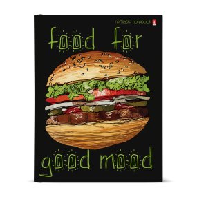 Тетрадь со сменным блоком Альт®
А5 (170 х 225 мм)
"FOOD IN BLACK. БУРГЕР" 80л., клетка
Арт. 7-80-081/14