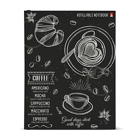 Тетрадь со сменным блоком Альт®
А5 (170 х 225 мм)
"CAFFÈ NERO " 80л., клетка
Арт. 7-80-081/21