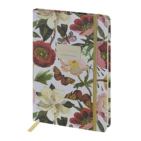 ЗАПИСНАЯ КНИЖКА "MEGAPOLIS JOURNAL" А5, 100 Л.  НА РЕЗИНКЕ, "FLORA.ПИОНЫ",  линейка
Арт. 3-479/14