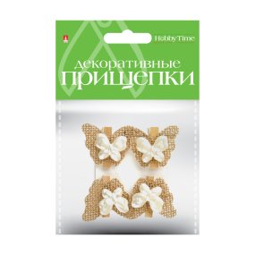 ДЕКОРАТИВНЫЕ ПРИЩЕПКИ. МЕШКОВИНА.  НАБОР №24
Арт. 2-360/24