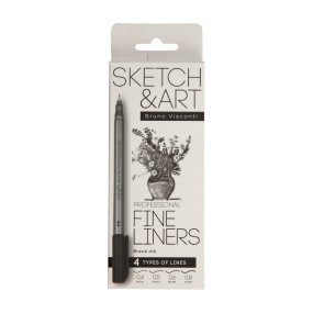 Набор BrunoVisconti®
из 4-х капиллярных ручек
0,4мм, 0,5мм, 0,6мм, 0,8мм, черных
Sketch&Art
Арт. 36-0032