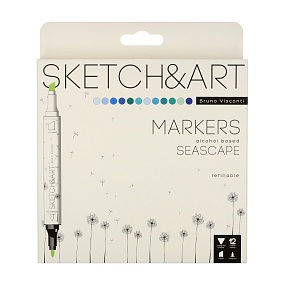 Скетч-маркер BrunoVisconti® двусторонний
набор 12 цветов,  линия письма 1 и 5 мм, ассорти
"Sketch&Art"
Арт. 22-0076/11