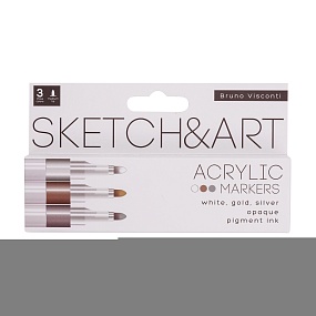 НАБОР ИЗ 3-х АКРИЛОВЫХ МАРКЕРОВ "SKET&CHART", ЗОЛОТОЙ, СЕРЕБРЯНЫЙ, БЕЛЫЙ
Арт. 22-0129
