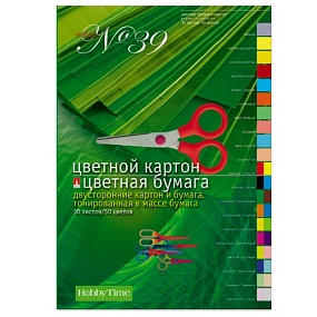 Набор цветной бумаги и картона
 HOBBY TIME №39
А4 (205 х 295 мм), 30 листов, 50 цветов 
Арт. 11-430-71