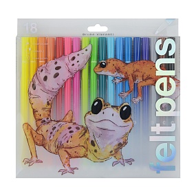 Фломастеры BrunoVisconti®
18 цветов CUTEFRIENDS - ГЕКОНЧИК
пластиковая коробка (pet)
Арт. 32-0025/01