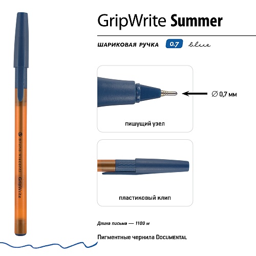 Ручка шариковая BrunoVisconti®
0.7 мм, синий
GripWrite Summer
Арт. 20-0326/07: фото #3