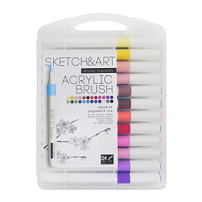 НАБОР МАРКЕРОВ-КИСТЕЙ  АКРИЛОВЫХ "SKETCH&ART" 24 ЦВ.
Арт. 22-0202