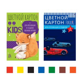 Набор цветного картона Альт
А4 (200 х 290 мм), 7 листов, 7 цветов 
"МУЛЬТИКИ", 4 вида
Арт. 11-407-126