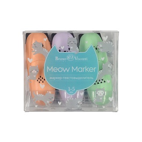 Текстовыделитель BrunoVisconti®
набор 3 цвета, "MEOW MARKER"
желтый, зеленый, оранжевый
Арт. 22-0106