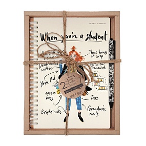 НАБОР ПОДАРОЧНЫЙ "WHEN YOU ARE A STUDENT"  (ТЕТРАДЬ BV НА ГРЕБНЕ В КЛЕТКУ И РУЧКА)
Арт. 7-60-201/11-3