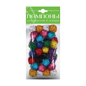 ПОМПОНЫ БЛЕСТЯЩИЕ, 20 ММ, 30 ШТ, 10 ЦВ., МИКС
Арт. 2-200/09