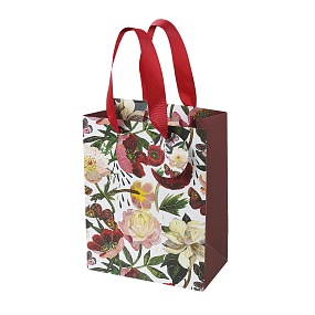 Пакет бумажный упаковочный подарочный BrunoVisconti®
 (180 х 230 х 100 мм)
"FLORA.ПИОНЫ"
Арт. 2-851/01