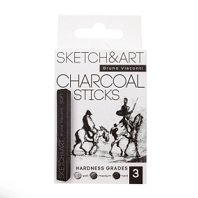 УГОЛЬ ПРЕССОВАННЫЙ  "SKETCH&ART", черный, 3 шт. в наборе (мягкий, средний, твердый)
Арт. 25-001