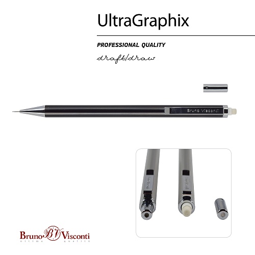 Карандаш BrunoVisconti®
механический, 0.3 мм, НВ, с ластиком
UltraGraphix
Арт. 21-0033: фото #14