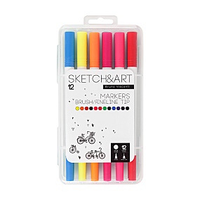 Набор BrunoVisconti®
из 12-ти капиллярных двусторонних ручек
1-4 мм, ассорти
Sketch&Art
Арт. 22-0082