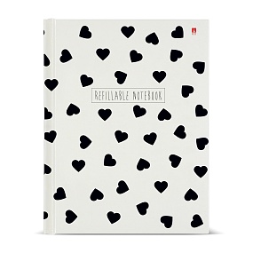 Тетрадь со сменным блоком Альт®
А5 (180 х 215 мм)
"BLACK&WHITE. СЕРДЕЧКИ" 80л., клетка
Арт. 7-80-081/24