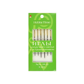 ИГЛЫ ШВЕЙНЫЕ РУЧНЫЕ. ДЛЯ ВЫШИВАНИЯ И ШИТЬЯ. С ЗОЛОТЫМ УШКОМ. РАЗМЕР 18-22. 6 ШТ.
Арт. 2-691/01