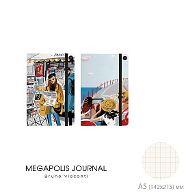 ЗАПИСНАЯ КНИЖКА "MEGAPOLIS JOURNAL" А5, 100 Л.  НА РЕЗИНКЕ (MY SKETCHES) 2 ВИДА, КЛЕТКА
Арт. 3-477/04