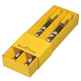 Набор BrunoVisconti®
из 2-х шариковых ручек
"MAGICWRITE"0.5 мм, синий, в картонном желтом  футляре "Гуси Happy"
Арт. 20-0240/4040