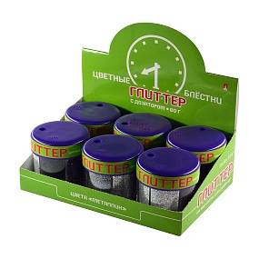 ГЛИТТЕР ДЛЯ ДЕКОРА, С ДОЗАТОРОМ, 60Г  (6 ЦВЕТОВ ), СЕРЕБРО,  ЦВЕТОВАЯ ГАММА №3
Арт. 2-311/03